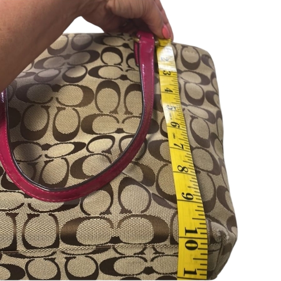 Coach Authentic Barbie Pink And Brown Canvas Mongrammed Sachtel Tote Bag Purse. - Picture 5 of 8